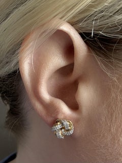 Pendientes Vintage Nudo de Amor Diamante Oro Amarillo 14K