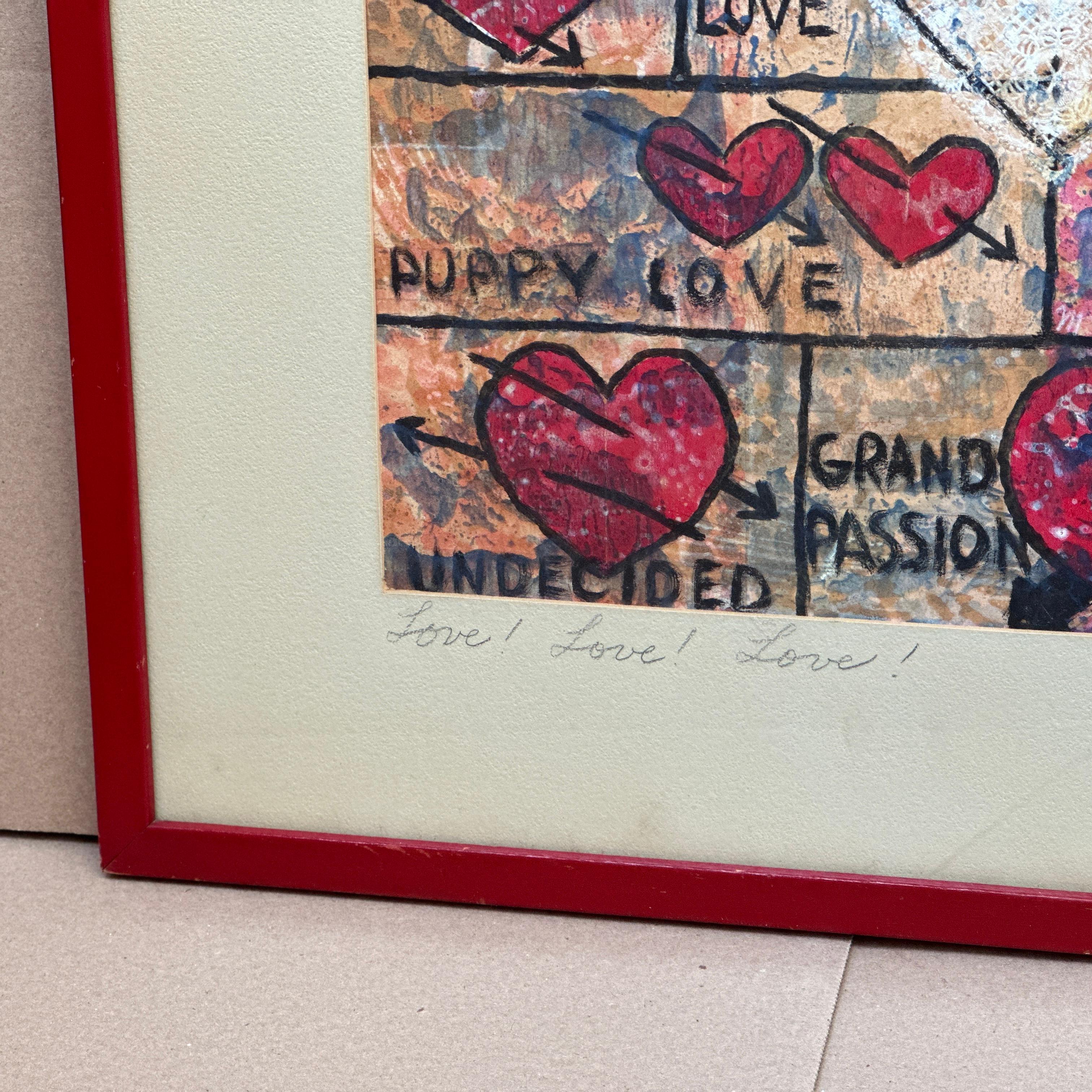 20ième siècle L'amour du vintage ! L'amour ! L'amour ! Peinture acrylique de M.E. Harston dans son cadre d'origine en vente
