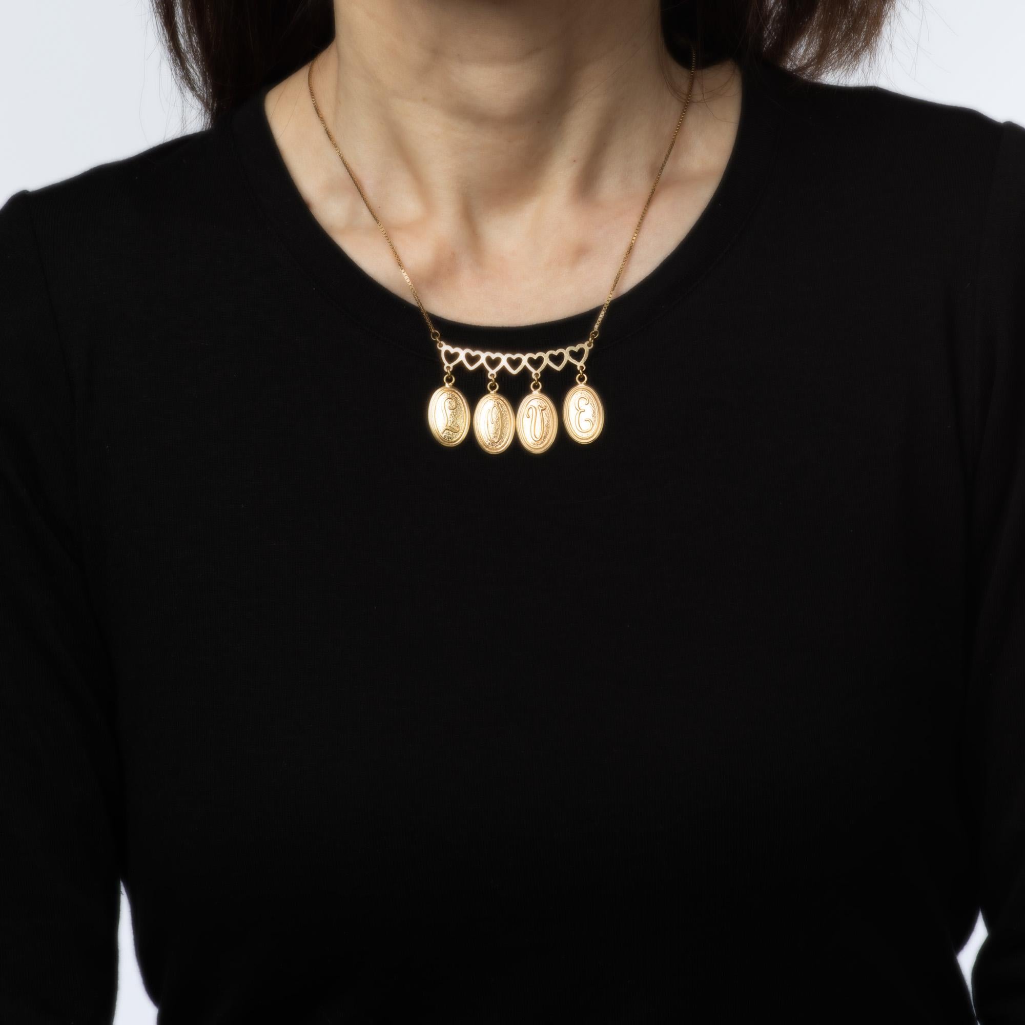 Modern Vintage Love Necklace 18k Yellow Gold 17