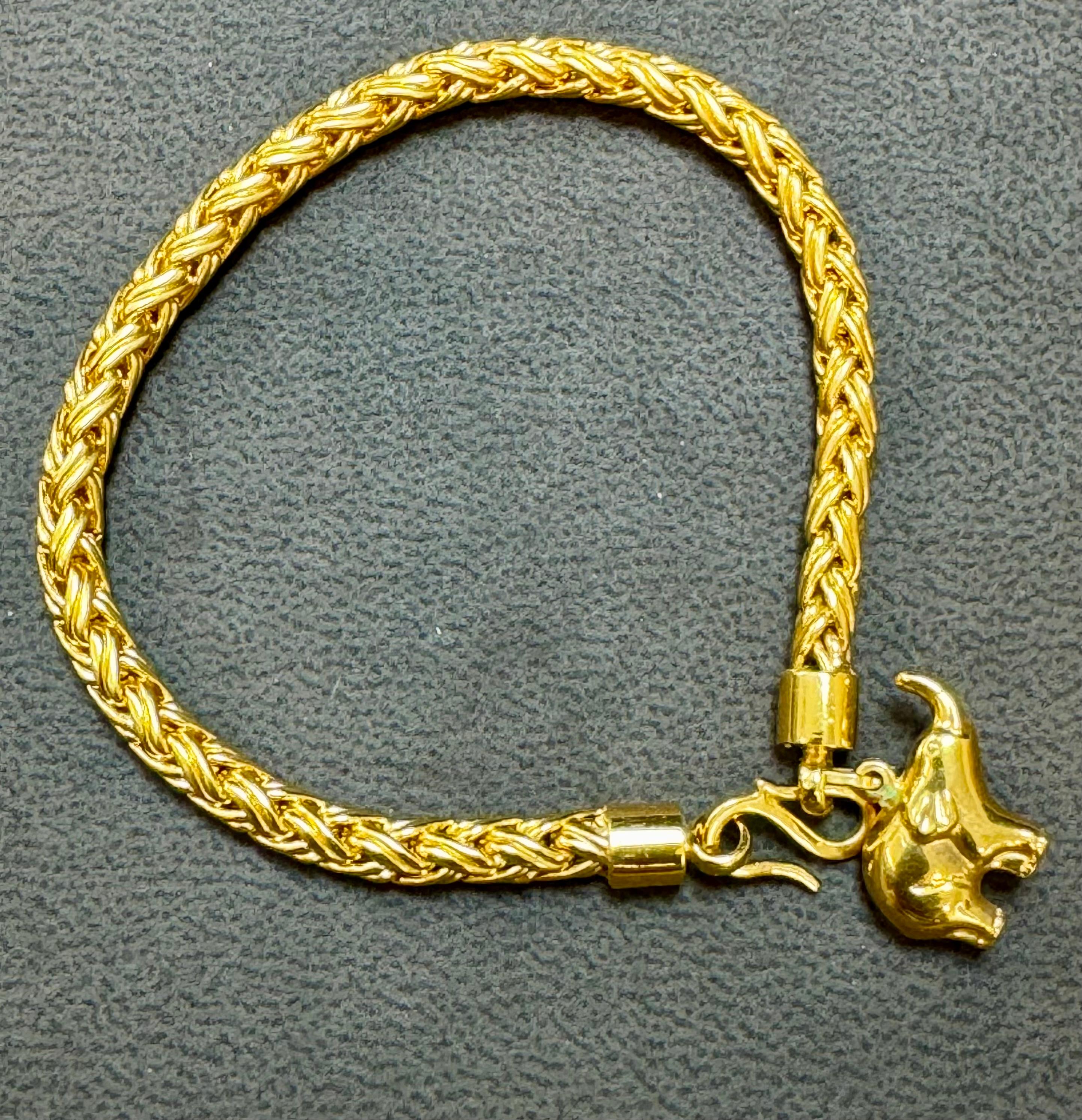 Women's or Men's Vintage Love Nest Yellow Gold  Woven Bracelet in 18 Kt Yellow Gold For Sale