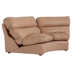 Module Love Seat d'epoca, divano poltrona angolare in pelle di colore blu, anni '70