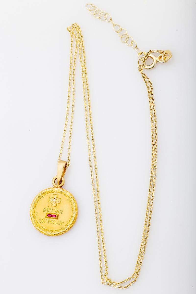 Women's or Men's Vintage Love Token by Augis in 18kt Gold For Sale
