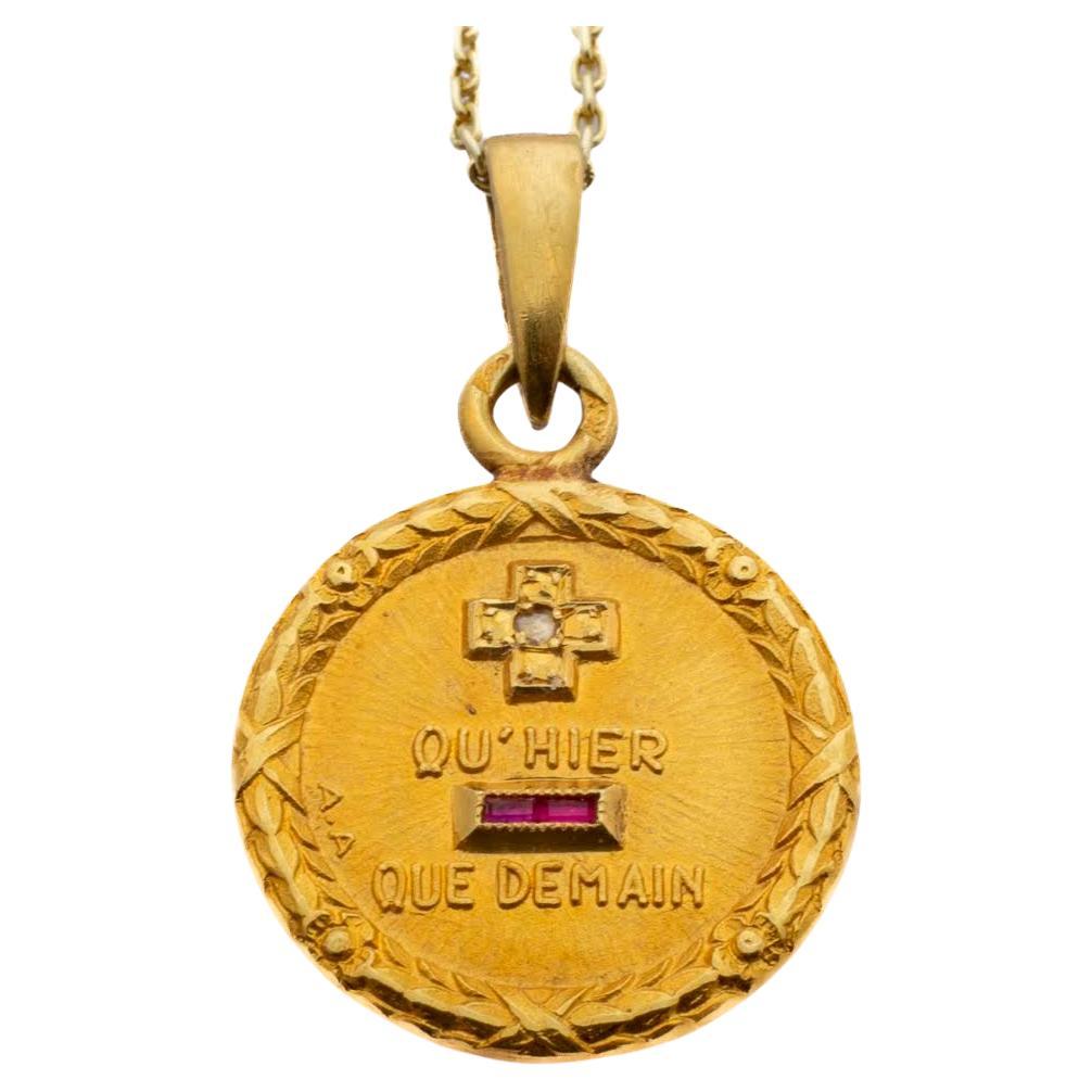Vintage Love Token by Augis in 18kt Gold For Sale