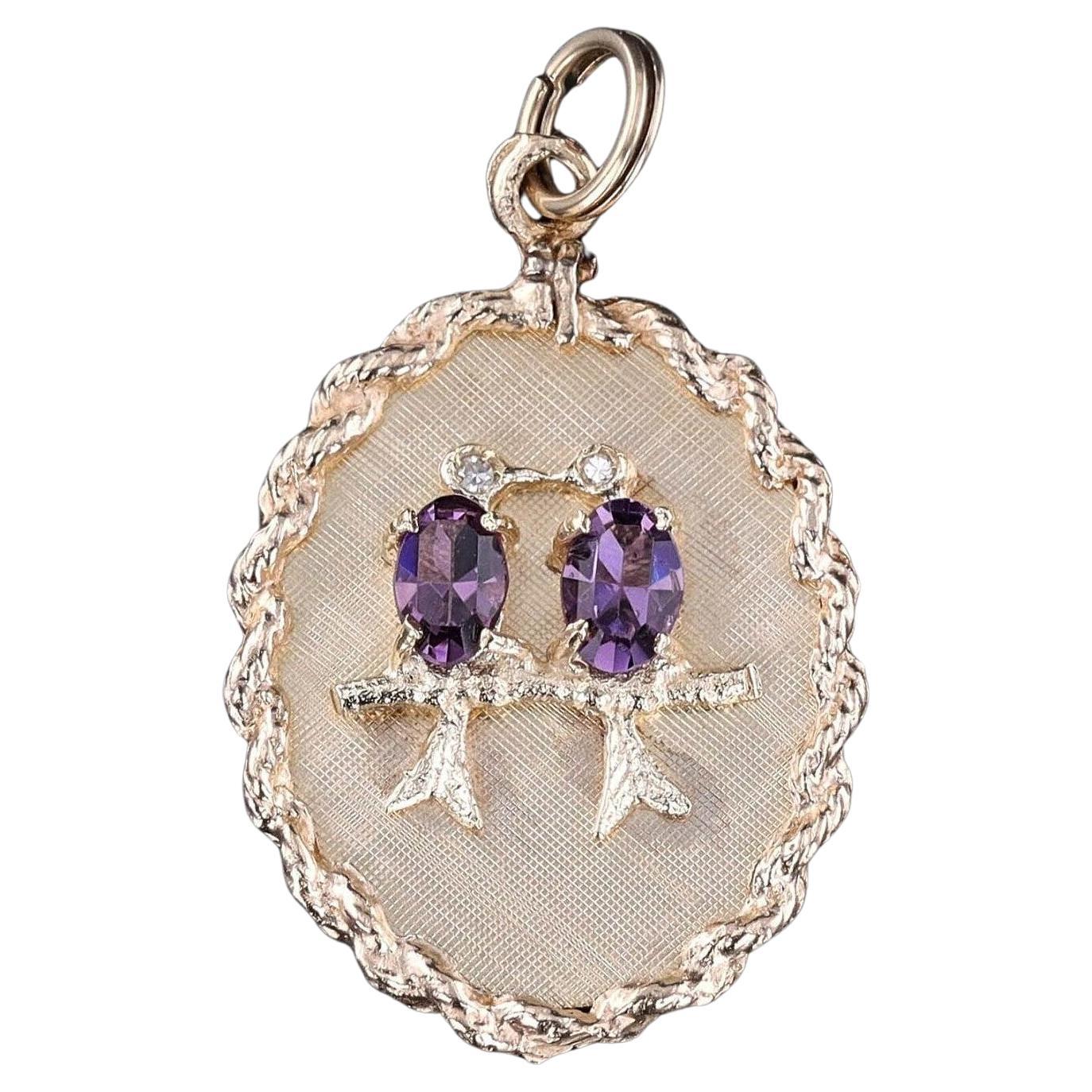 Vintage Lovebirds Pendant of 9ct Gold