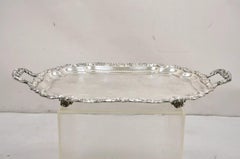 Vintage Loveland Rose Victorian Silver Plated Twin Handle Serving Platter Tray