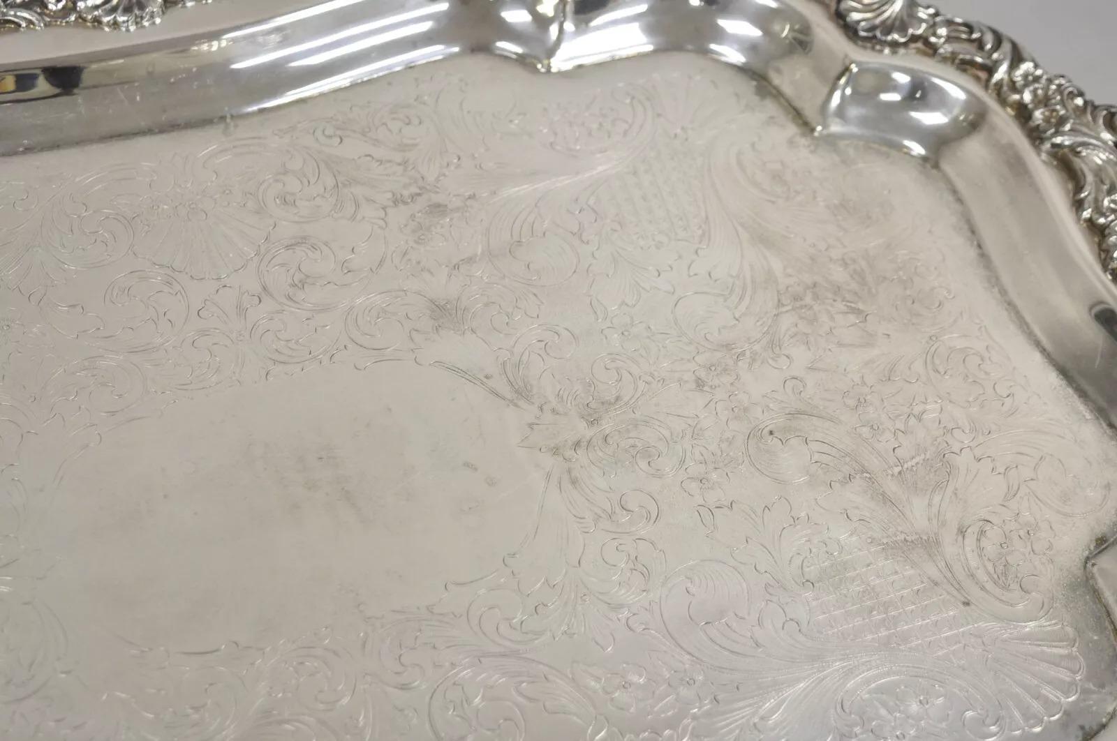 Bandeja con dos asas chapada en plata victoriana Vintage Loveland Rose en venta 1