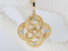Vintage Lover's Knot Enamel Pin Converted Pendant 14K Gold 3.22g R4457