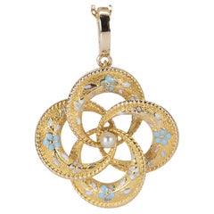 Vintage Lover
s Knot Enamel Pin Converted Pendant 14K Gold 3.22g R4457