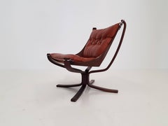 Vintage Low-Backed X-Framed Sigurd Ressell Designed Falcon Chair, 1970s