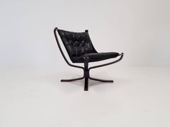 Vintage Low-Backed X-Framed Sigurd Ressell Designed Falcon Chair, 1970s