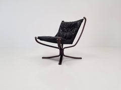 Vintage Low-Backed X-Framed Sigurd Ressell Designed Falcon Chair, 1970s