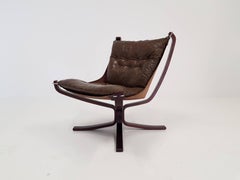 Vintage Low-Backed X-Framed Sigurd Ressell Designed Falcon Chair, 1970s