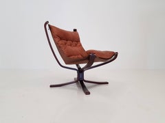 Vintage Low-Backed X-Framed Sigurd Ressell Designed Falcon Chair, 1970s