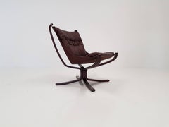 Vintage Low-Backed X-Framed Sigurd Ressell Designed Falcon Chair, 1970s