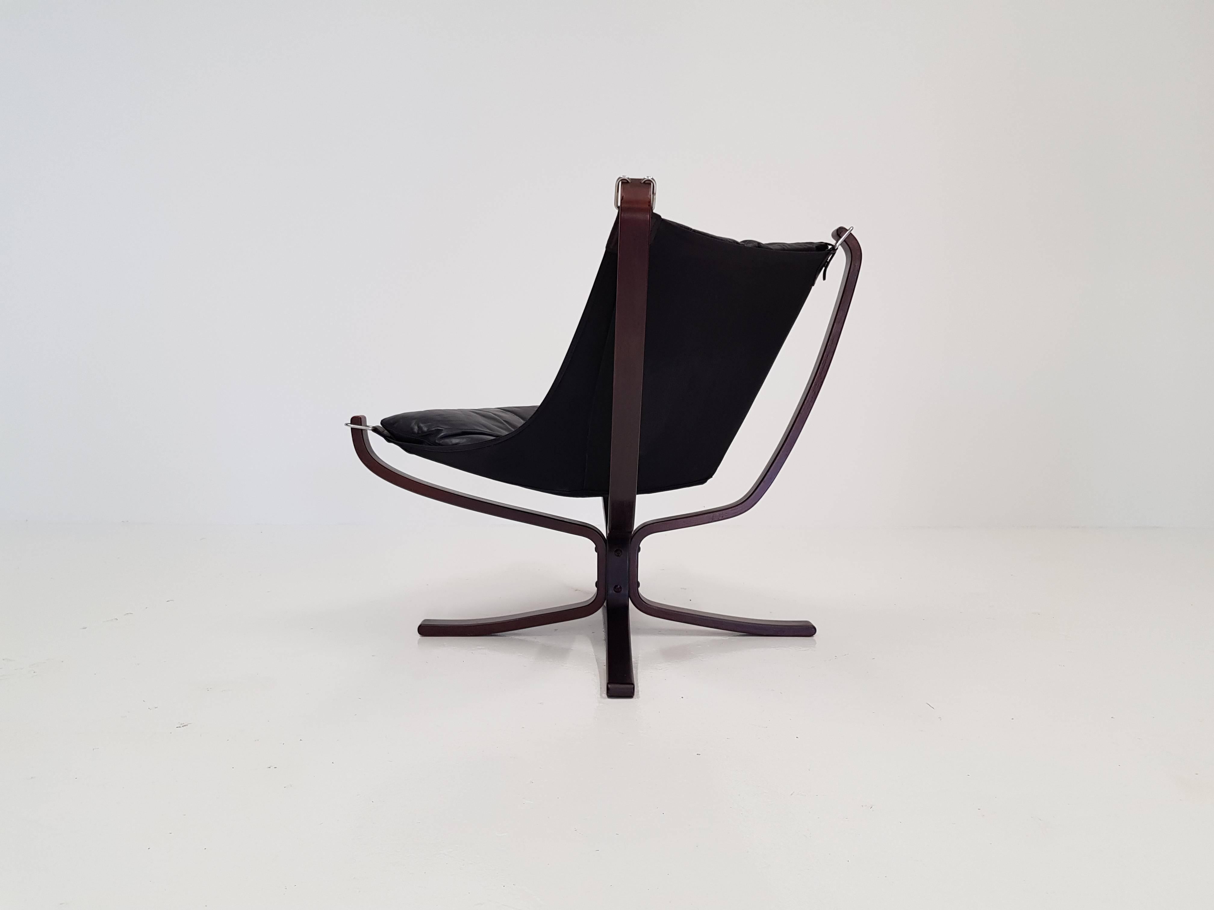 Stained Vintage Low-Backed X-Framed Sigurd Ressell Designed Falcon Chair, 1970s