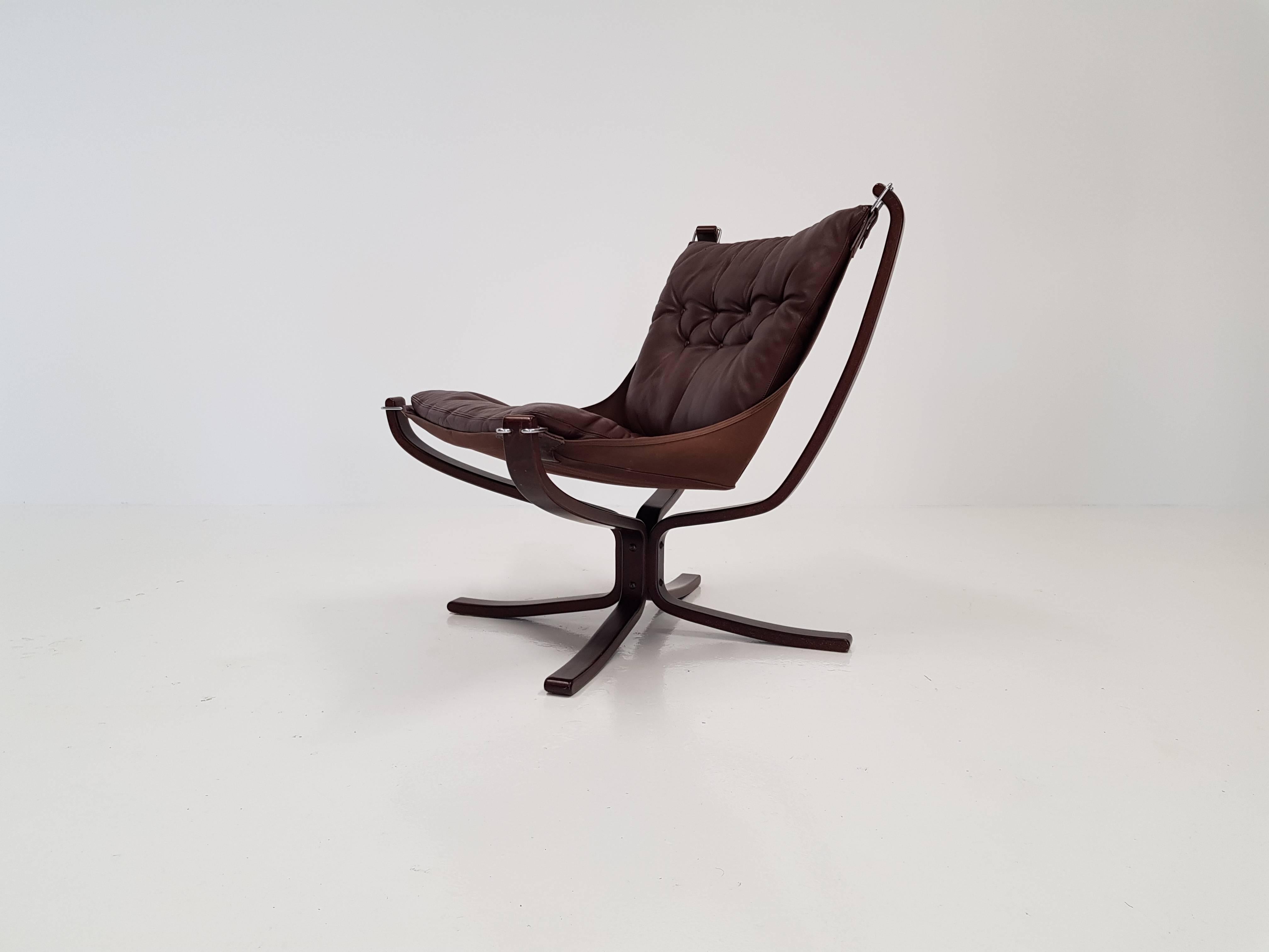 Stained Vintage Low-Backed X-Framed Sigurd Ressell Designed Falcon Chair, 1970s