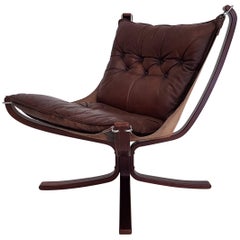 Vintage Low-Backed X-Framed Sigurd Ressell Designed Falcon Chair, 1970s