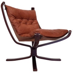 Vintage Low-Backed X-Framed Sigurd Ressell Designed Falcon Chair, 1970s