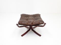 Vintage Low-Backed X-Framed Sigurd Ressell Designed Falcon Ottoman, 1970s