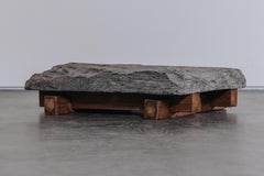 Vintage Low Bluestone Table From France, Circa 1900