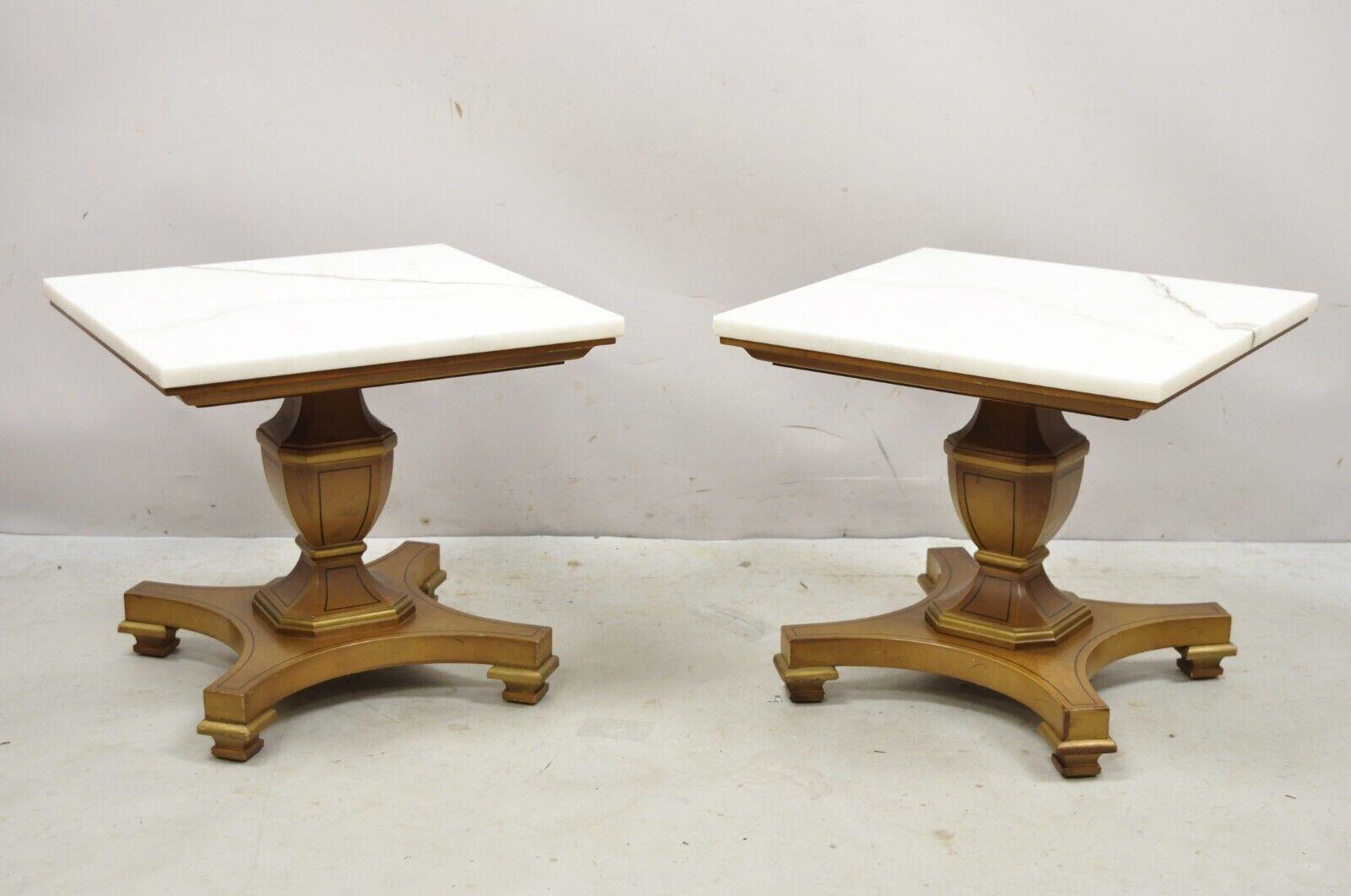 marble topped pedestal side table