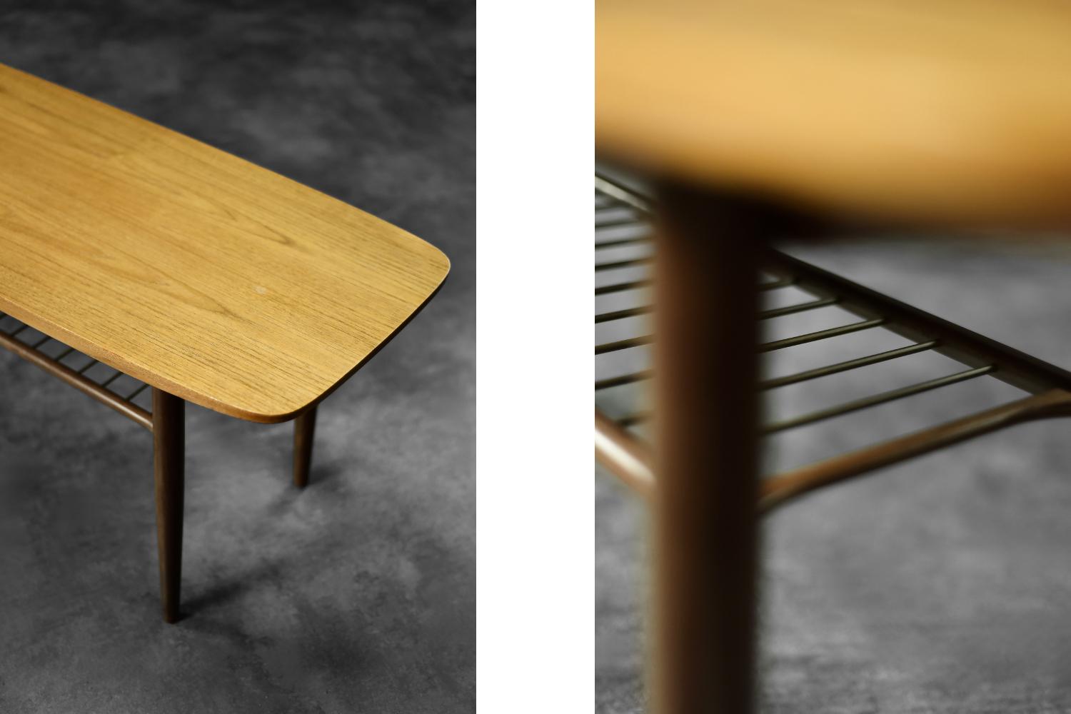 Vintage Low Mid-Century Danish Modern Hyggebord 55 Coffee Table Teak with Shelf en vente 4
