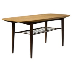 Vintage Low Mid-Century Danish Modern Hyggebord 55 Coffee Teak Table with Shelf