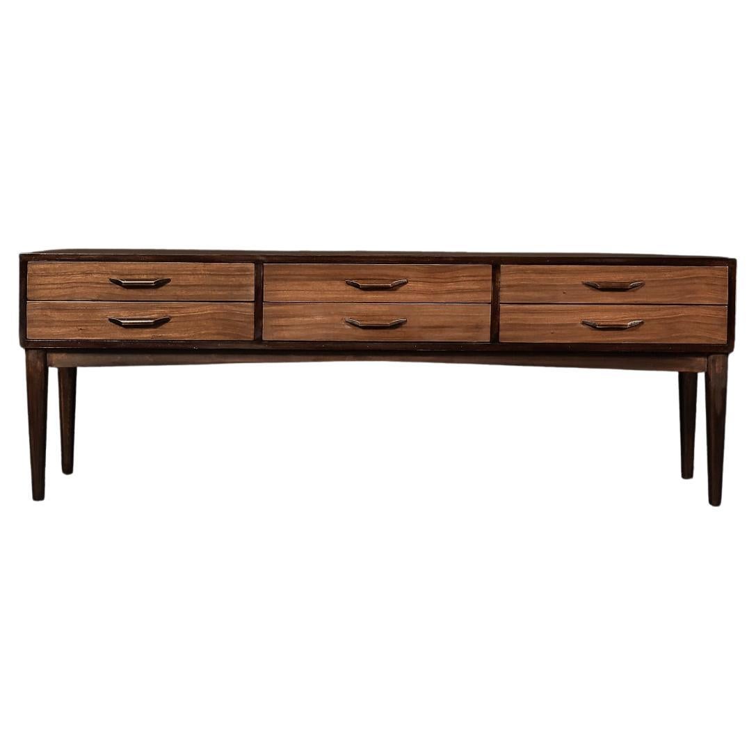 Vintage Low Mid-Century Danish Modern Mahogany Sideboard with Drawers, 1970s For Sale