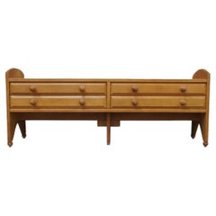 Vintage Low Sideboard in Solid Oak, Guillerme and Chambron