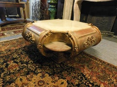 Vintage Low Table, Gilded with Marble Top, 20th Century, Italy