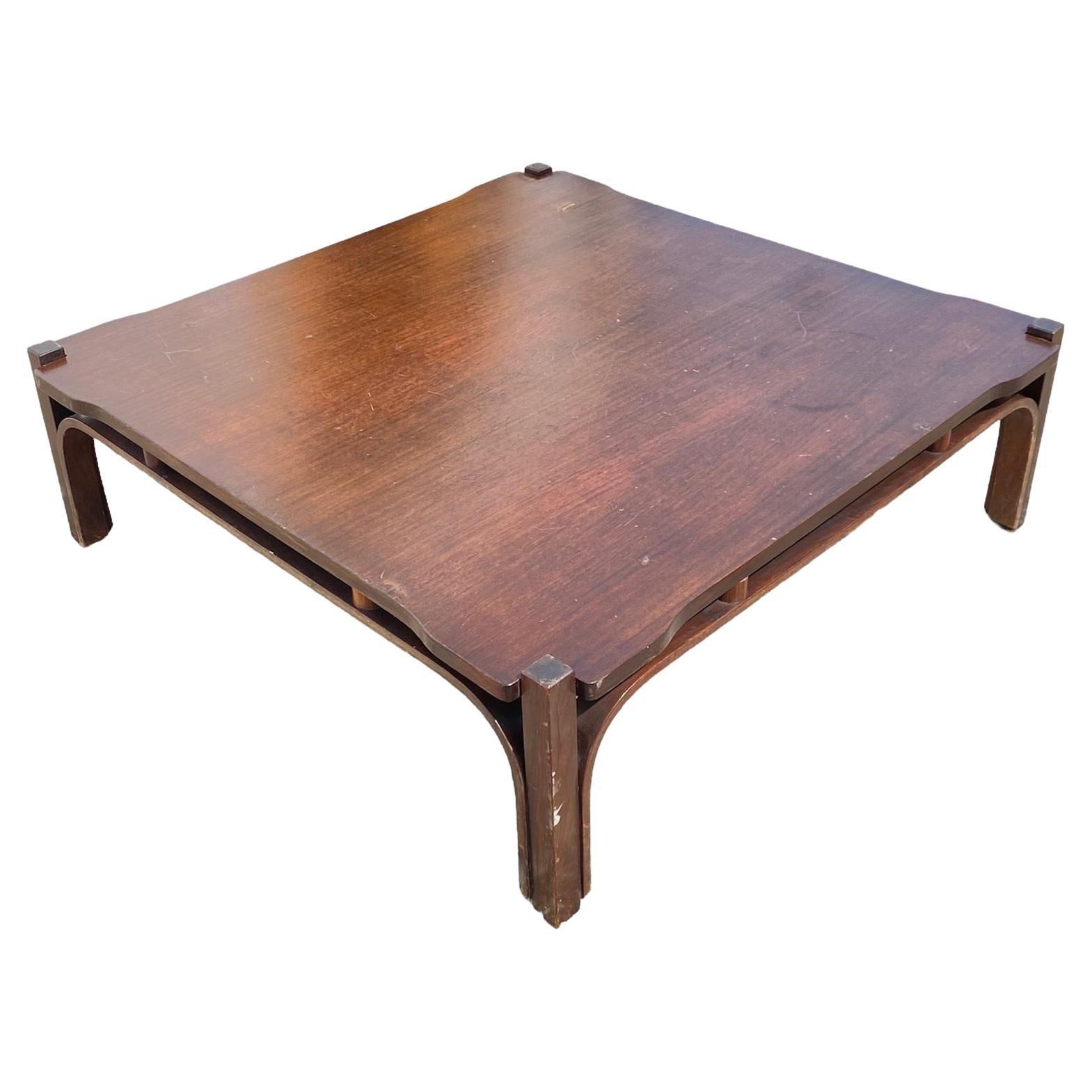 Vintage Low Table in Walnut Designed Tito Agnoli for Cinova