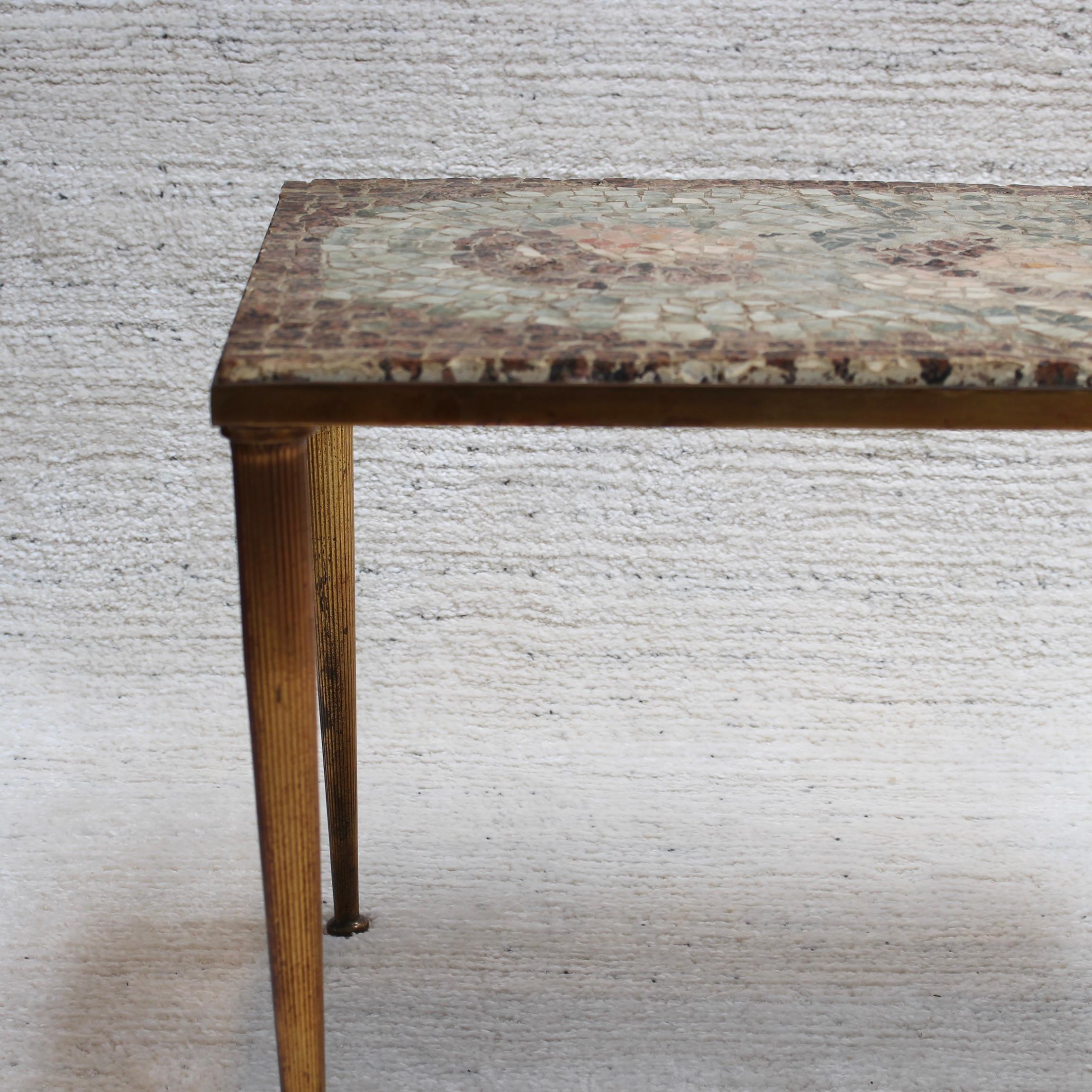 Metal Vintage Low Table with Italian Style Mosaic Top, 'circa 1950s' For Sale