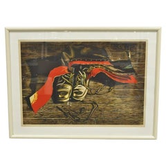 Vintage Lowell Nesbitt "Boots" 1974 Impresión artística limitada enmarcada y firmada 16/50