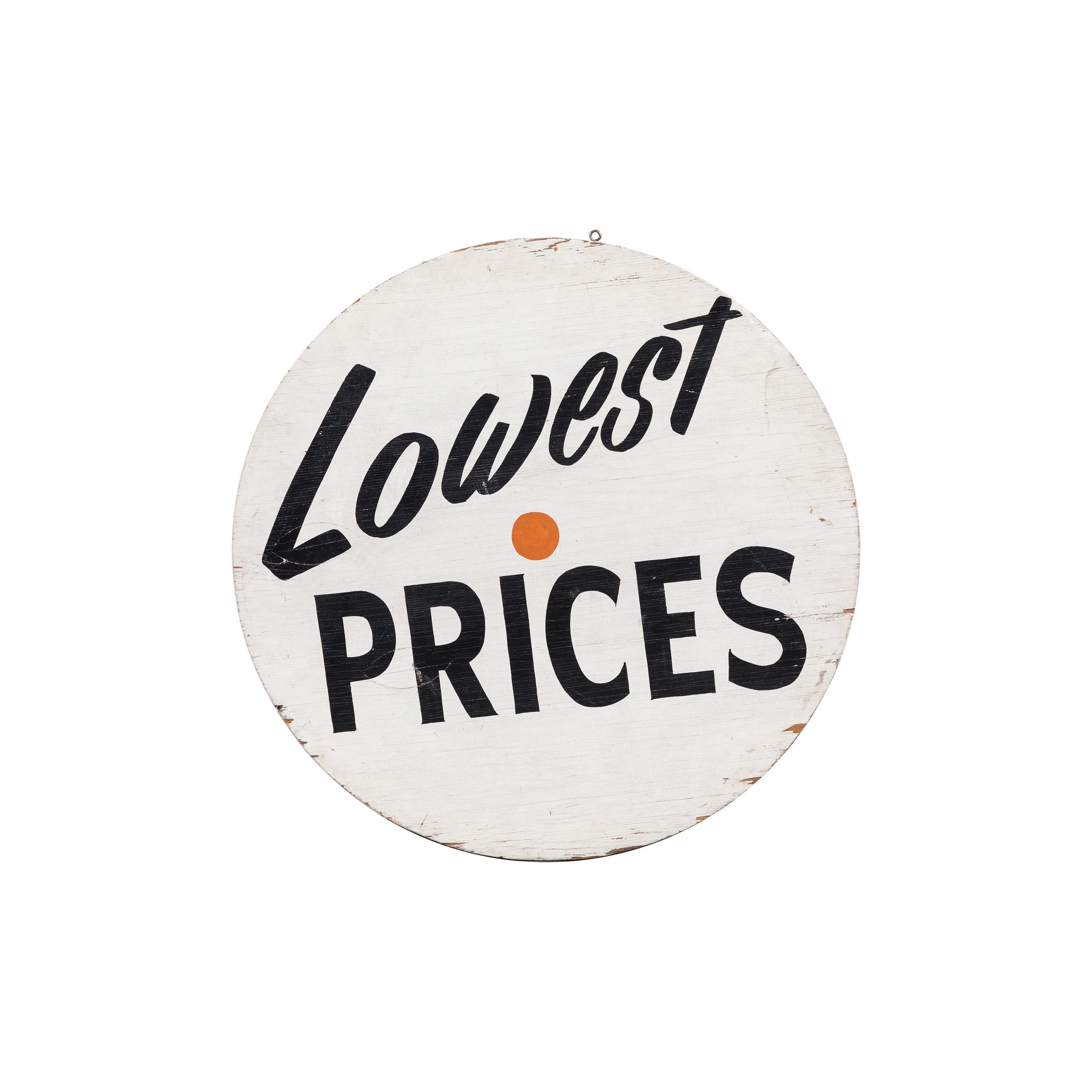 Vintage "Lowest Prices" Grocery Market Trade Sign