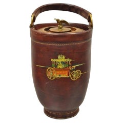 Vintage Loyal Papeete Firetruck Brown Leather Brass Eagle Handle Bar Ice Bucket Antique Loyal Papeete Firetruck Brown Leather Brass Eagle Handle Bar Ice Bucket