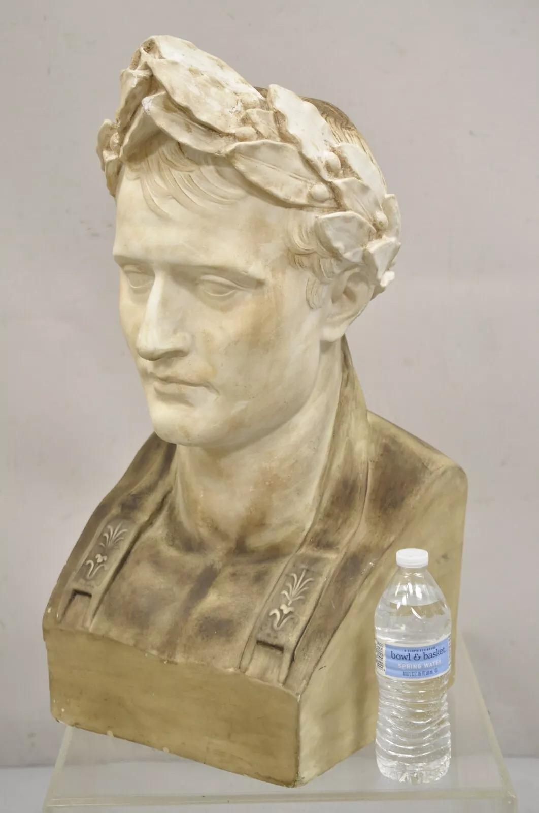 Vintage Lrg Napoleon as Caesar Cast Plaster Bust Sculpture After Antonio Canova For Sale 4