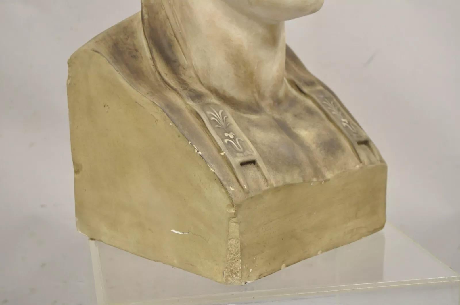 Vintage Lrg Napoleon as Caesar Cast Plaster Bust Sculpture After Antonio Canova For Sale 5