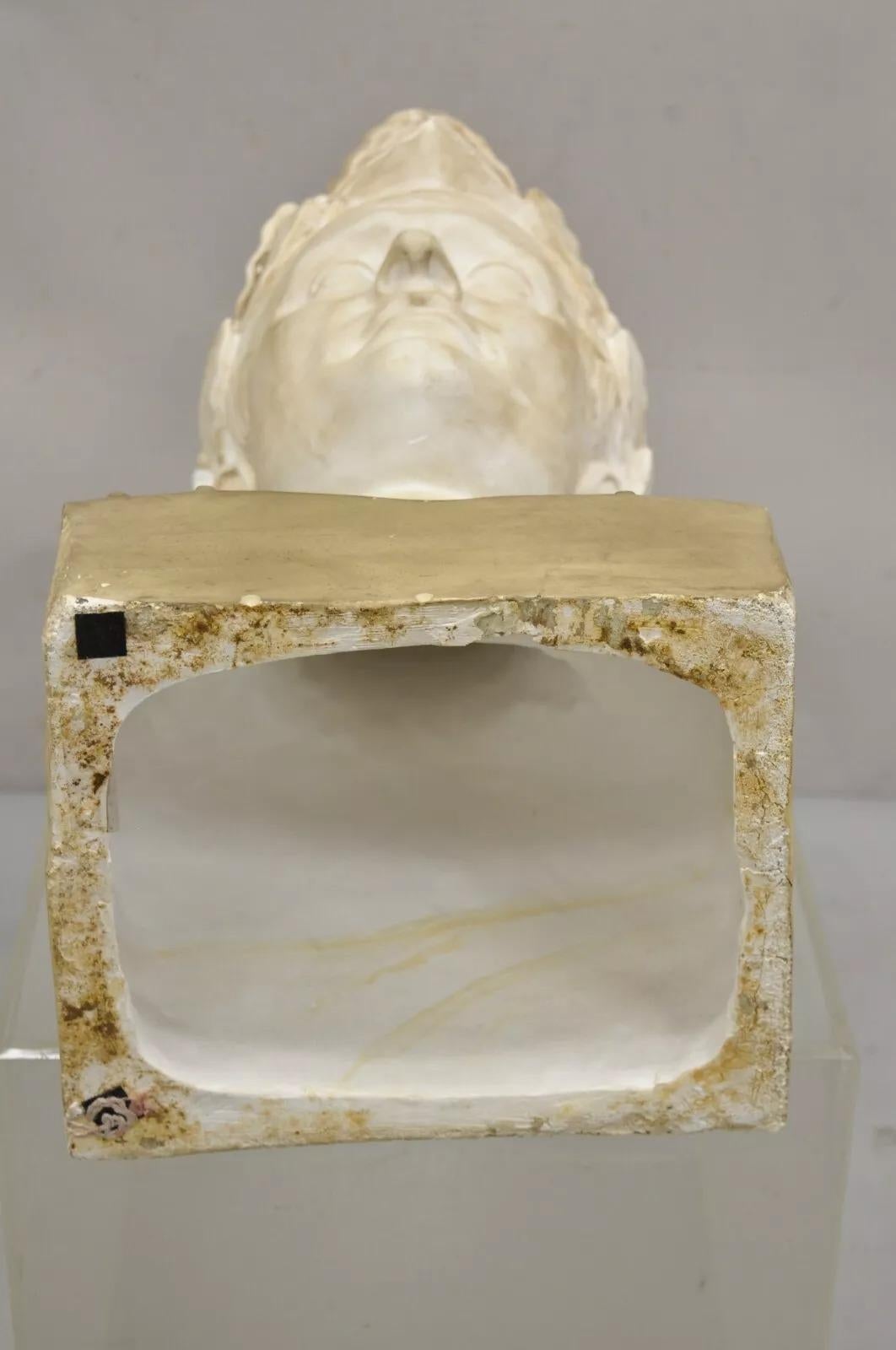 Vintage Lrg Napoleon as Caesar Cast Plaster Bust Sculpture After Antonio Canova For Sale 7