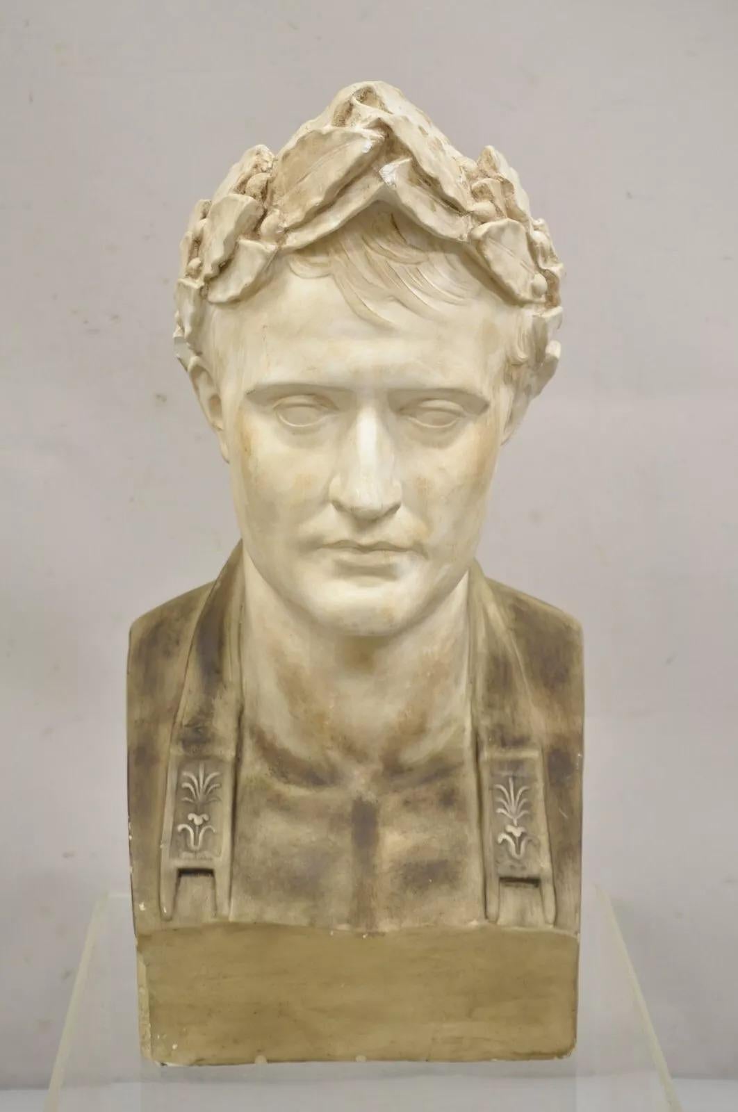 Other Vintage Lrg Napoleon as Caesar Cast Plaster Bust Sculpture After Antonio Canova For Sale