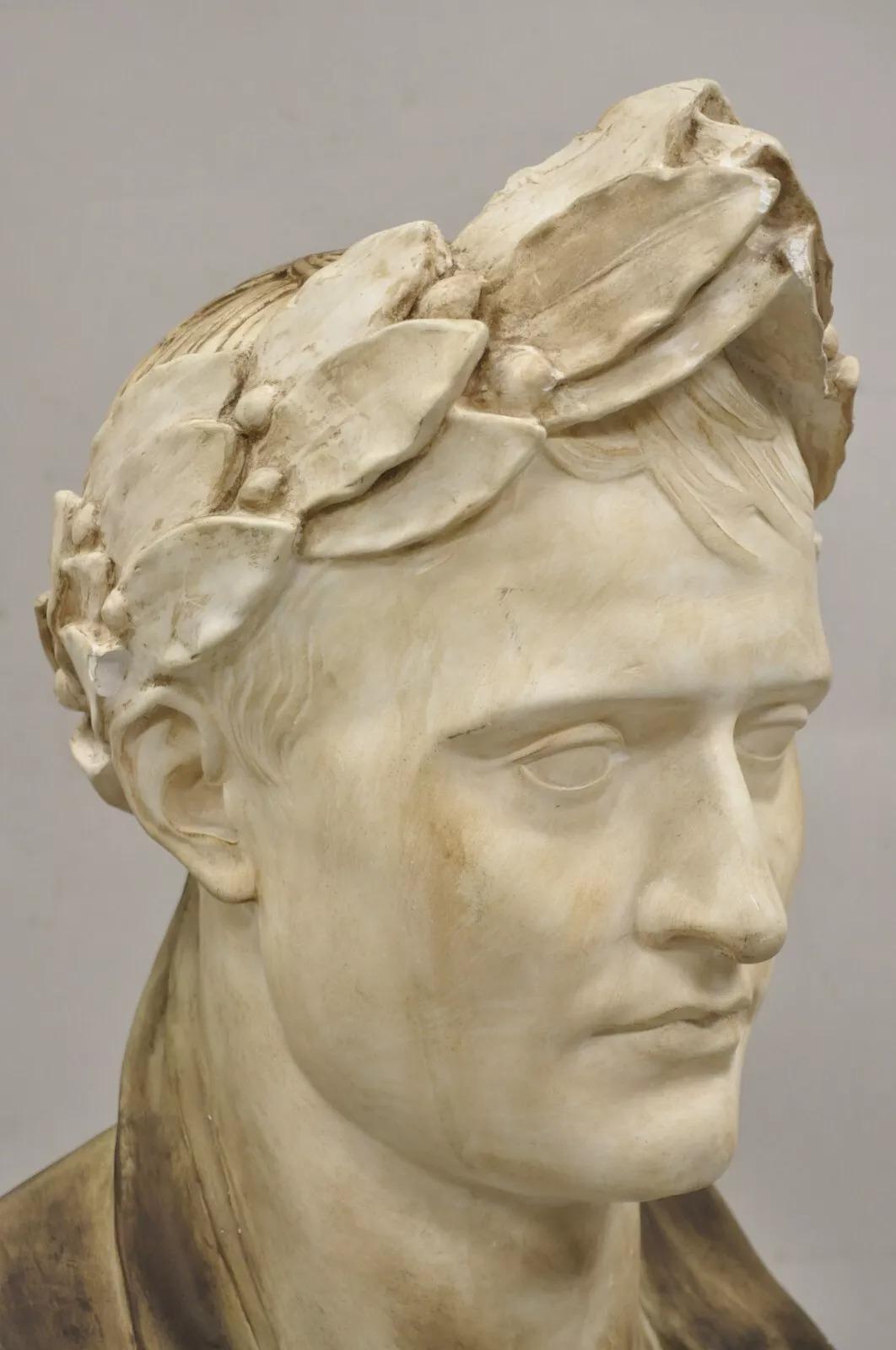 Unknown Vintage Lrg Napoleon as Caesar Cast Plaster Bust Sculpture After Antonio Canova For Sale