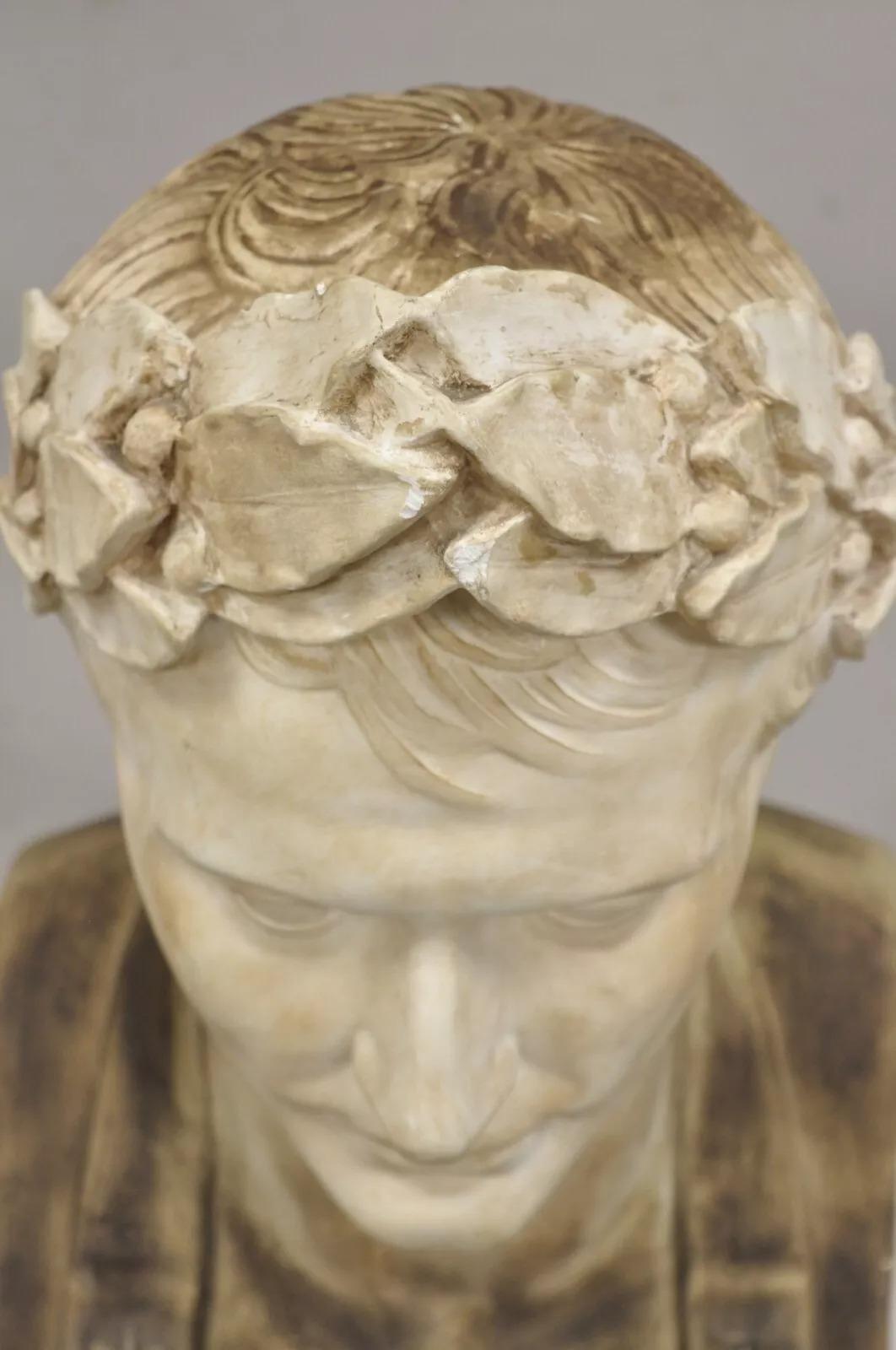 Vintage Lrg Napoleon as Caesar Cast Plaster Bust Sculpture After Antonio Canova In Good Condition For Sale In Philadelphia, PA