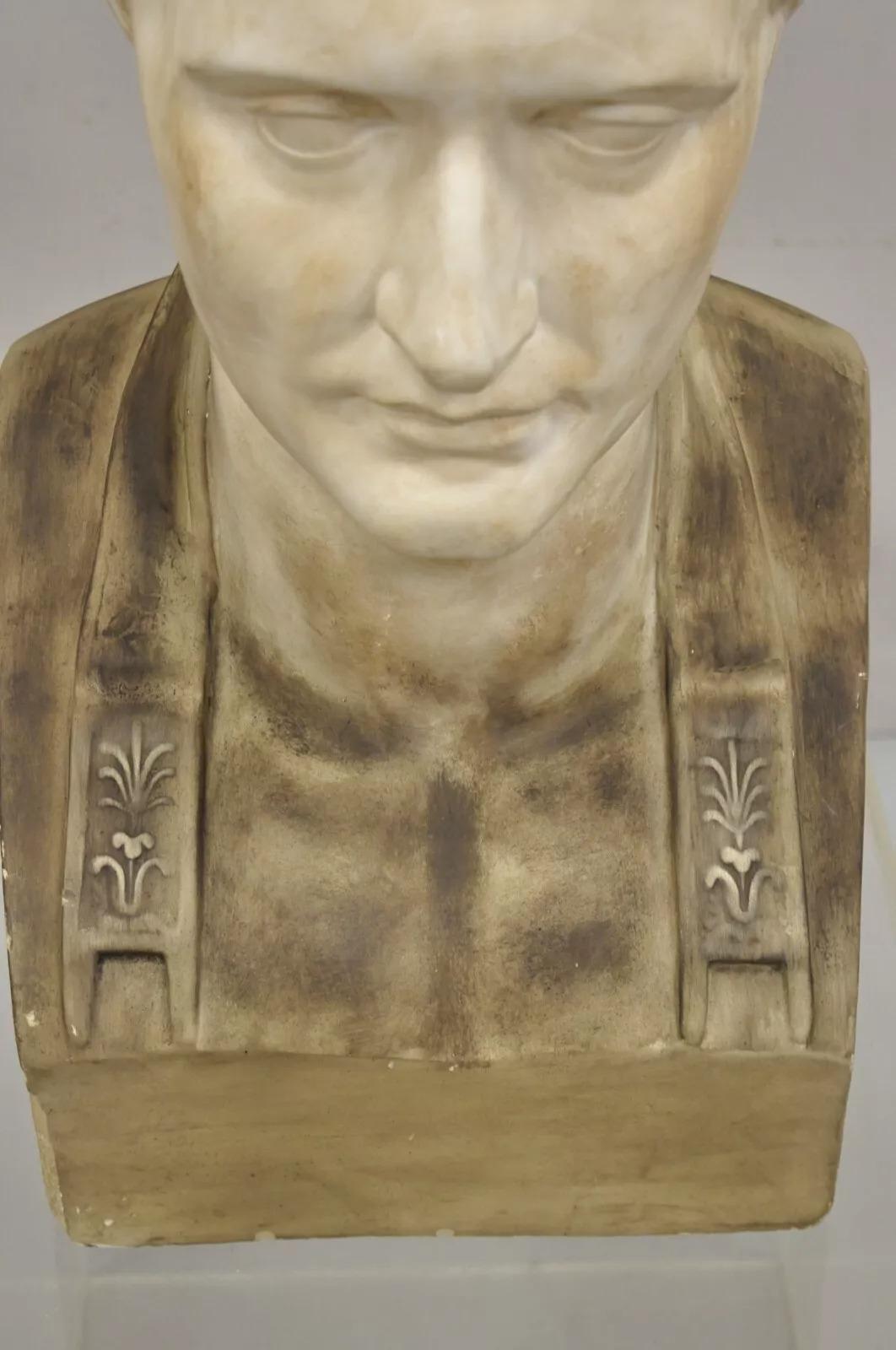 20th Century Vintage Lrg Napoleon as Caesar Cast Plaster Bust Sculpture After Antonio Canova For Sale