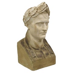 Vintage Lrg Napoleon as Caesar Cast Plaster Bust Sculpture After Antonio Canova