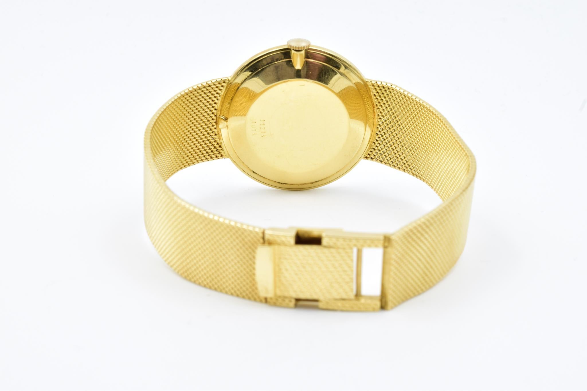 Vintage L.U. Chopard 1013 18 Karat Yellow Gold Watch on Mesh Bracelet In Good Condition In Carmel, IN