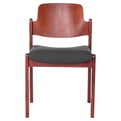 Vintage Lübke Stacking Chair, 1970s German Design, Dark Beech Wood & Mustard Uph