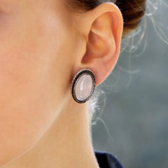 Orecchini vintage con quarzo e diamanti di Luca Carati in oro bianco 18 carati