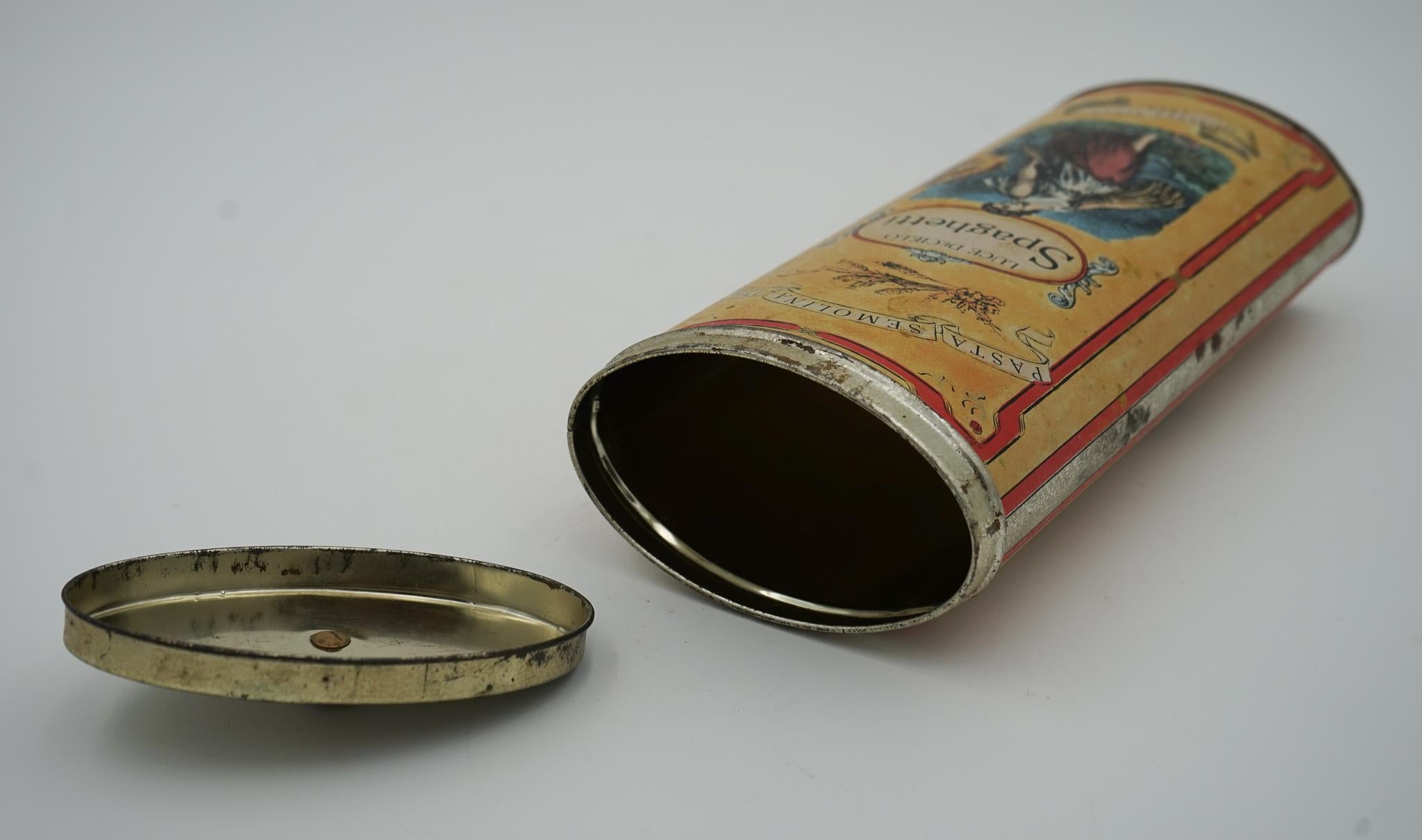 VINTAGE LUCE DECIELO ITLAIAN SPAGHETTI TIN MUY DECORATiVE en venta 1
