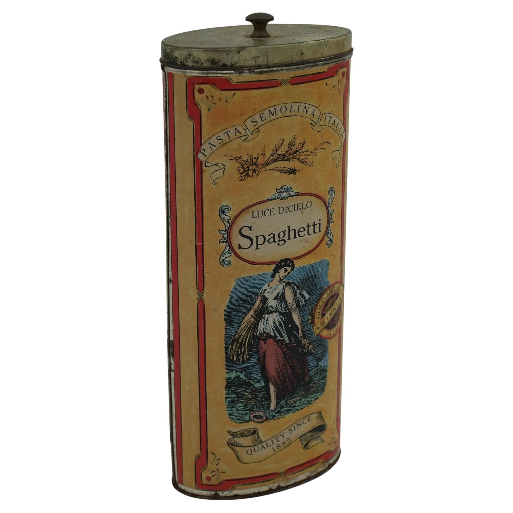 VINTAGE LUCE DECIELO ITLAIAN SPAGHETTI TIN MUY DECORATiVE en venta