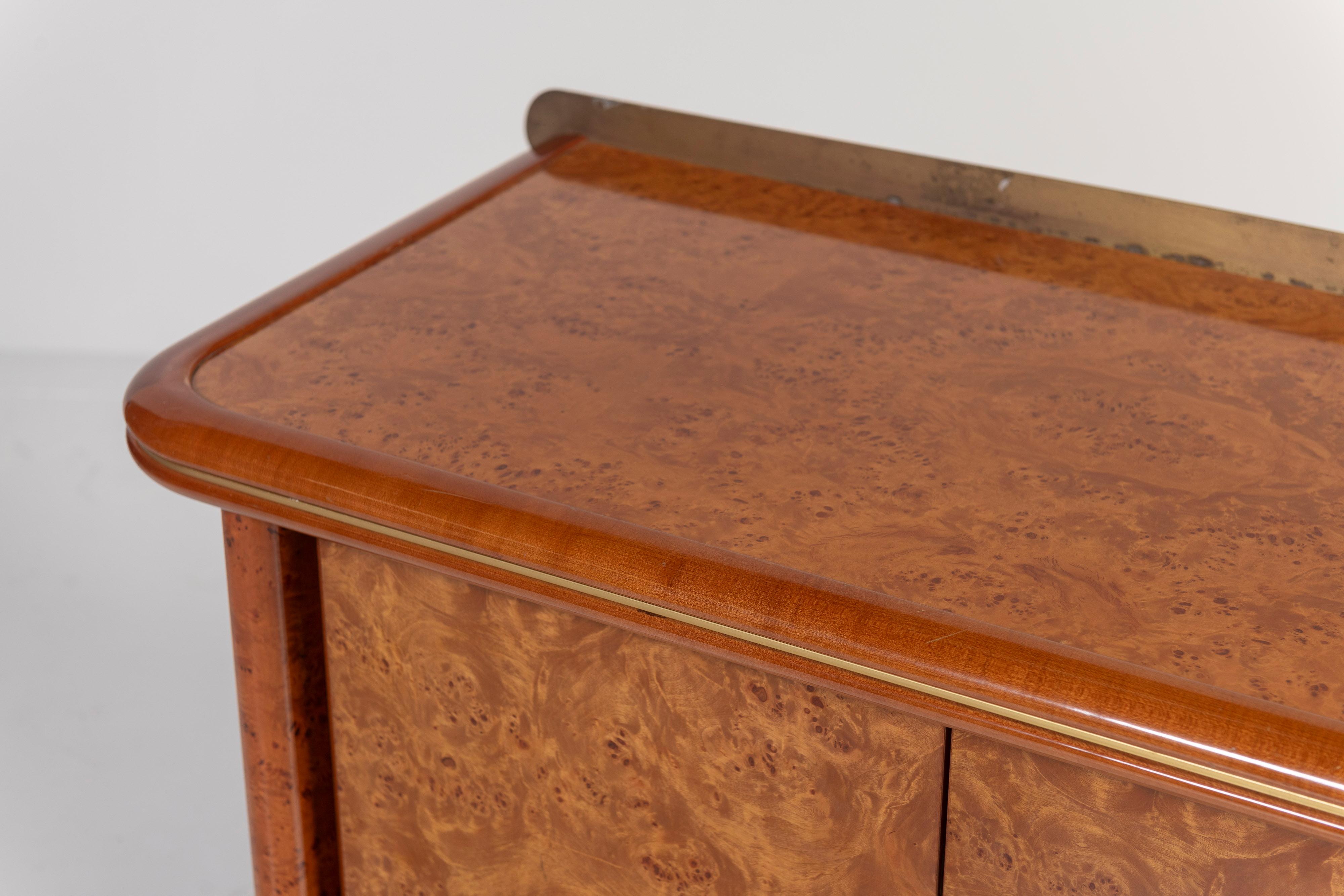 Vintage Luciano Frigerio Burl, Brass and Bronze Cabinet with Drawers, 1970s 3