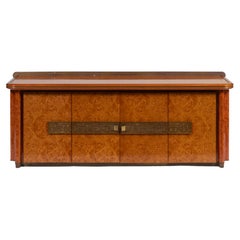 Vintage Luciano Frigerio Burl, Brass and Bronze Cabinet with Drawers, 1970s
